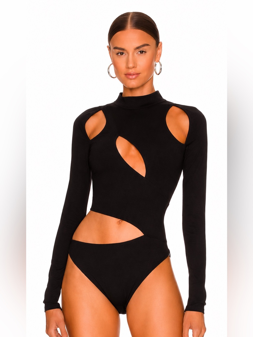 Revolve Black Cutout Long-Sleeve Bodysuit